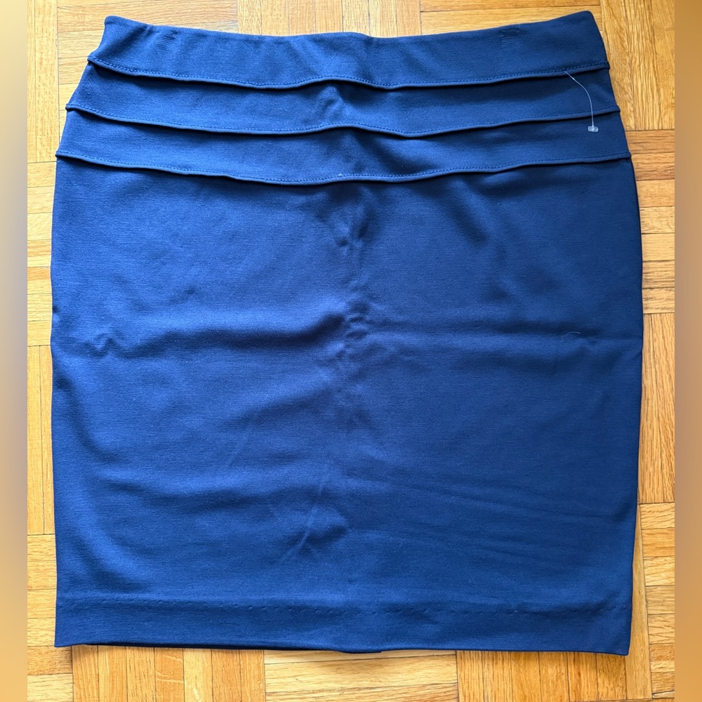 Max Studio Blue Ruffled Pencil Skirt Knee-length